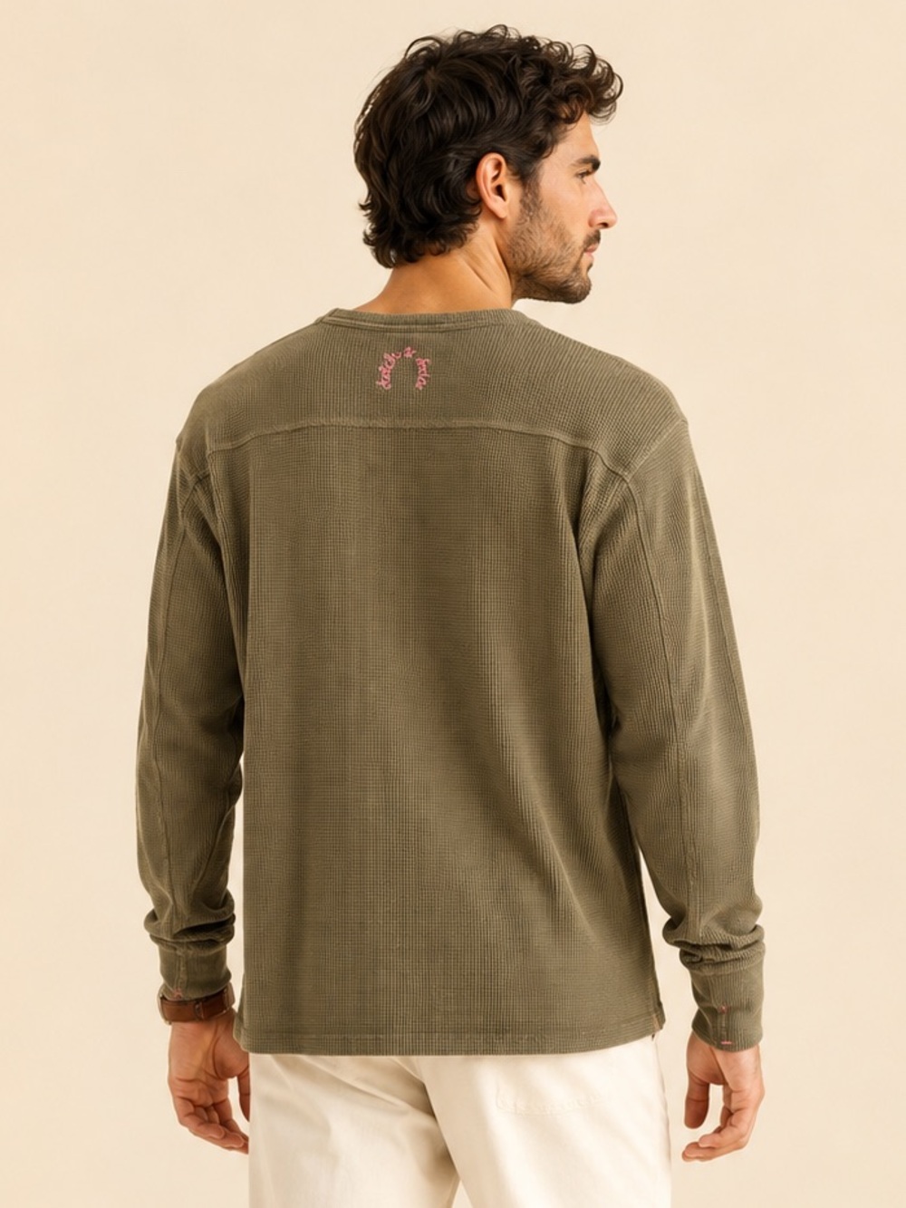 Scotch & Soda Oversized Waffle Knit Cotton Tee Military Chartreuse Green XL